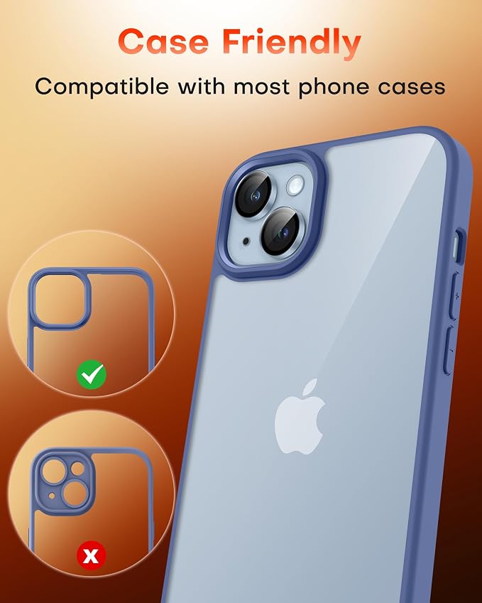 TOCOL Camera Lens Protector for iPhone 14 / iPhone 14 Plus Tempered Glass HD Individual Scratch Resistant Camera Cover Accessories Case Friendly 2 Pack（Light Blue） - Image 7