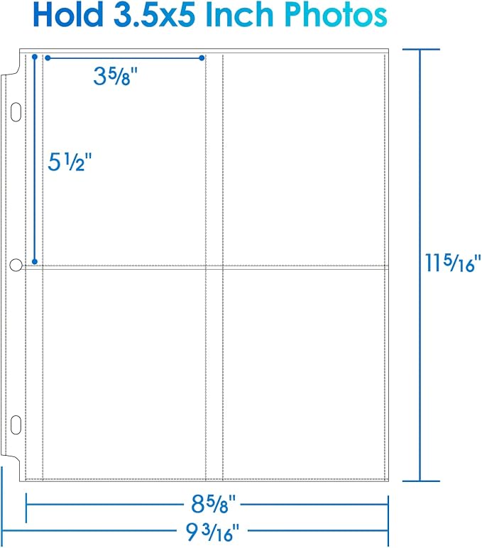 MaxGear 120 Pack Photo Sleeves for 3 Ring Binder (960 Pictures), 3.5x5 in | Heavy-Duty Archival Page Protectors, 4-Pocket Clear Photo Album Refill Pages, Plastic Seed Packet Sleeves, Acid-Free - Image 3