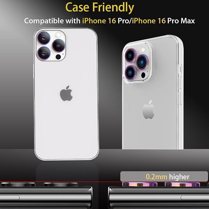 Camera Lens Protector for iPhone 16 Pro/16 Pro Max, Colorful | Tempered Glass, Auto-align Tray, Easy Installation, Case Friendly, Anti-Scratch, HD Clear, Ultra Slim - Image 5
