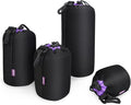 CADeN Lens Pouch Set 4 Pack Replacement Compatible for Canon, Nikon, Sony, Pentax, Olympus (Small, Medium, Large, X Large) Camera Lens Case Bag Thick Protective Neoprene Pouch Soft Plush for DSLR Lens by CADeN