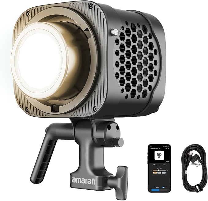 amaran Halo 200x Compact 200W Bi-Color COB Light,LED Studio Light | Bowens Mount 2,700K - 6,500K,9 Lighting FX Continuous Lighting for Photography Recording Streaming APP Control by amaran