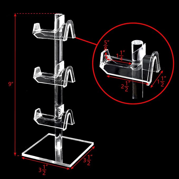MOOCA 2-Piece Acrylic Eyewear Display Stand, Holds 6 Frames | Eyewear rack with oversized supports displays large sunglasses and eyeglasses for show,store,home and easy assemble.' - Image 2