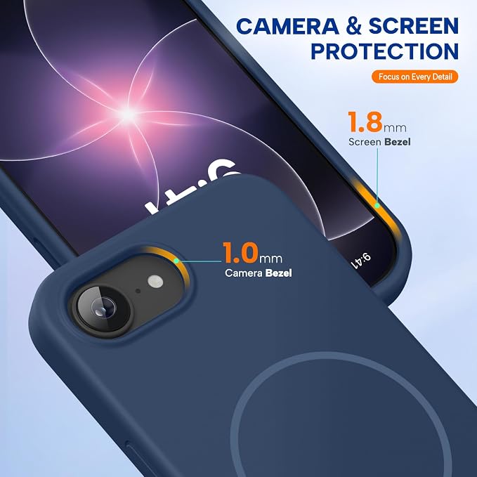 miracase Magnetic for iPhone 17e Case & iPhone 16e Case, [Soft Anti-Scratch Microfiber Lining], Compatible with MagSafe, Silicone Shockproof Protection Phone Case for iPhone 17e/16e, Dark Blue - Image 4