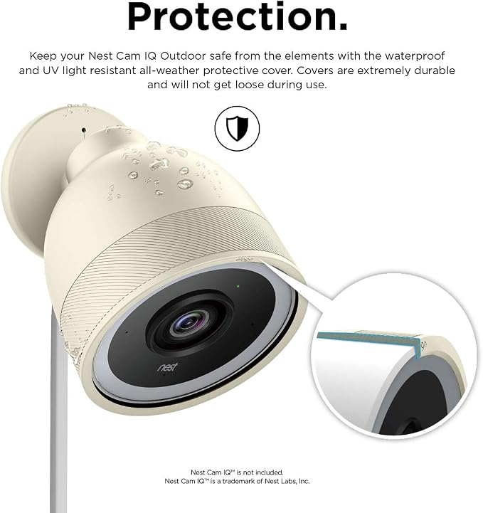 elago Outdoor Camera Cover for Google Nest Cam IQ | Infrared LED Visible, Holes for Microphone/Speaker, Easy Installation, All-Weather Protective Skin (Classic White) - Image 2