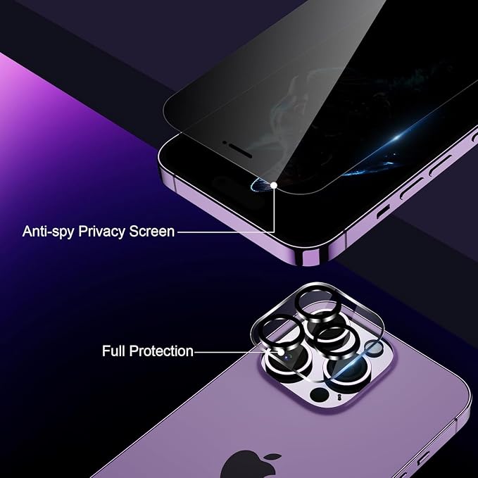 2+2 Pack Privacy Screen Protector for iPhone 16, 6.1 Inch | With Camera Lens Protector, Tempered Full Screen Glass Accessories, Anti-Spy, Bubble Free, Case Friendly - Image 6