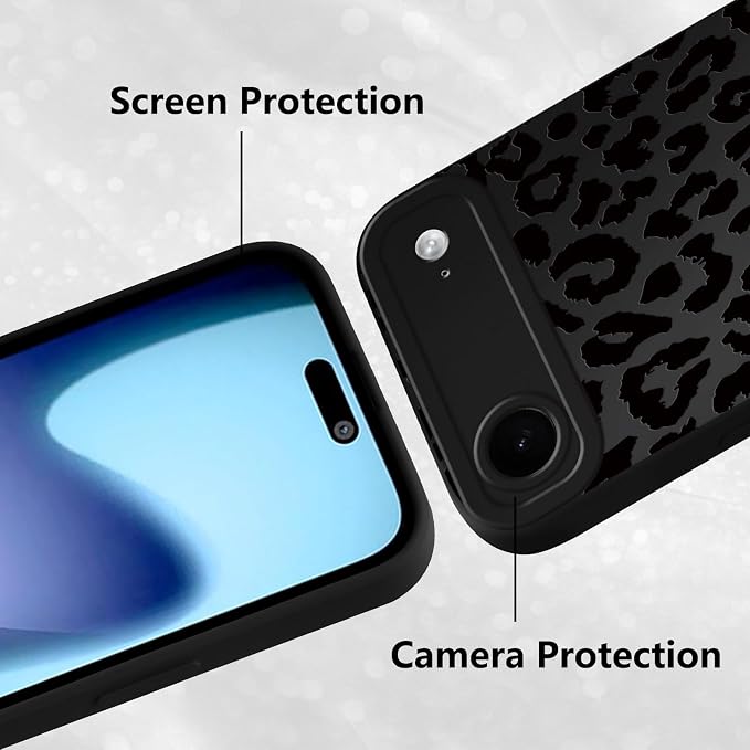 Cute Black Cheetah Print Phone Case for iPhone Air 6.5" | Aesthetic Leopard Pattern Design Cover Full Camera Lens Protective Shockproof Soft Slim TPU Funda for Men Women Girls - Image 5