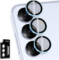for Samsung Galaxy S25 Plus Camera Lens Protector, Individual Metal Ring Tempered Glass Lens Cover, [Strong Adsorption] Scratch Resistant Ultra-Thin HD Clear Lens Cover, 1 Set-Blue Ring by Btscase