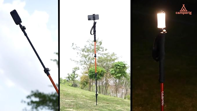 Selfie Trekking Pole – Ultralight 7075 Aluminum Hiking Poles with Built-in 1/4” Mount, Selfie Clamp, Tripod & Camera Kit – Adjustable Flip-Lock Walking Stick for Men & Women - Image 8
