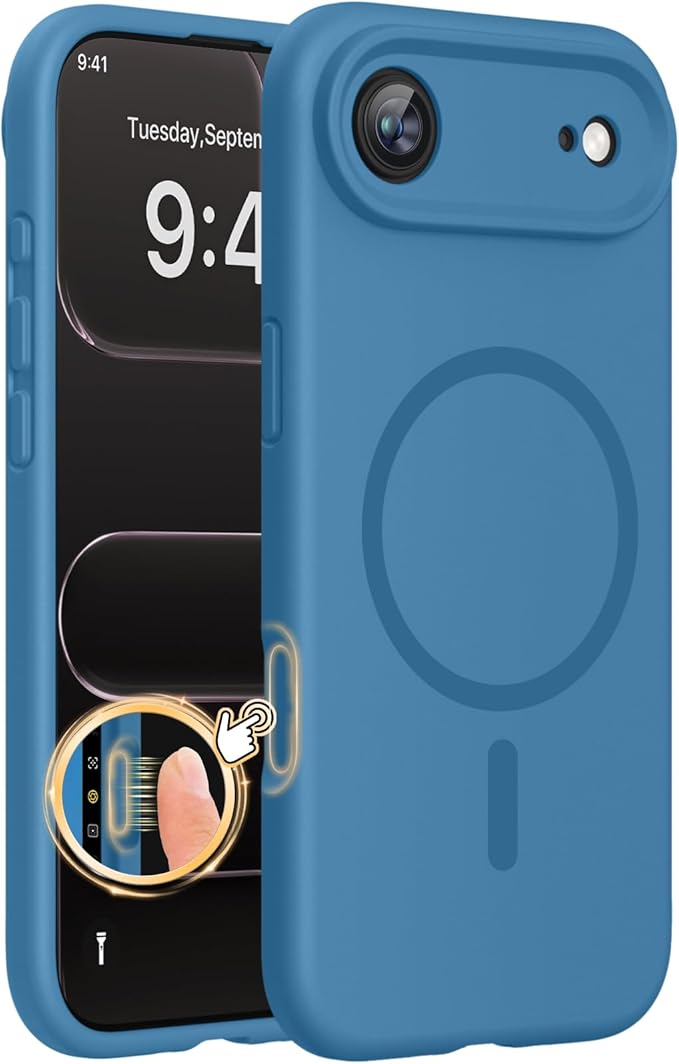 Miracase Magnetic for iPhone Air Case, Silicone, Capri Blue | Compatible with MagSafe, Soft Microfiber Lining,Silicone Shockproof Drop Protection Phone Case for 17 Air by Miracase