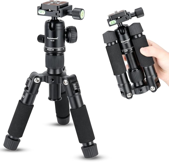 Koolehaoda Mini Tabletop Tripod with 360° Ball Head, 20" Portable - Black | Aluminum Desktop Tripod Stand for DSLR Camera Video Camcorder Phone Compact Lightweight Design, Load up to 11lbs by Koolehaoda