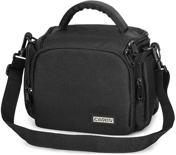CADeN Compact Camera Shoulder Crossbody Bag Case Compatible for Nikon, Canon, Sony SLR/DSLR Mirrorless Cameras and Lenses Waterproof(1.0 S, Black) by CADeN