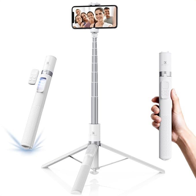 K&F CONCEPT 69" Pop Open & Quick Fold Phone Tripod | 360° Rotatable Selfie Stick with 9 Button Bluetooth Remote, Cell Phone Tripod for Travel, Live Streaming, Vloggers, X96 by KFCONCEPT