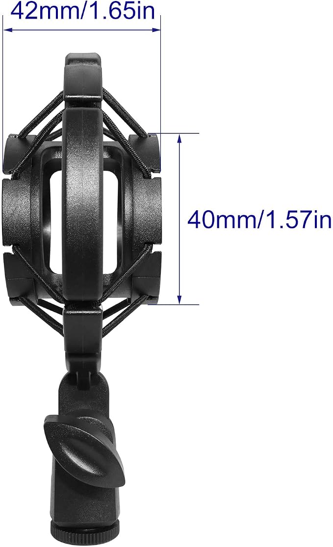 Microphone Shock Mount LUORNG Universal Black Anti-Vibration Mic Holder for 42~46mm/1.65~1.81in Diameter Studio Condenser Mic, Mic Clip Holder - Image 5