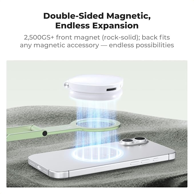 K&F CONCEPT 7mm 59g Magnetic Phone Stand, Foldable Selfie Stick for iPhone | Dual-Sided Magnets Mini Tripod Pocket Cell Phone Stand with Hook, Compatible with iPhone 17-12 Series Android Phones, PT02 - Image 6