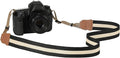 MoKo Camera Strap Compitable with Canon/Sony/Nikon/Minolta/Panasonic/DSLR | Cotton Vintage Camera Strap,Adjustable Neck Shoulder Strap,for Camcorder,Binoculars,for Adults Kids, Black + Beige by MoKo
