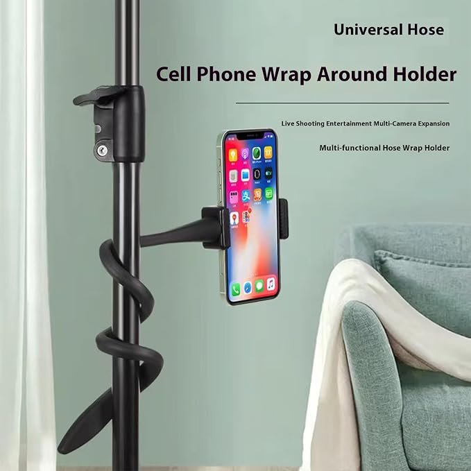 Microphone Holder Cell Phone Holder Adjustable Gooseneck Smartphone Holder for iPhone16/15/14/13/12 Pro Max and Samsung Galaxy All Smartphones Universal Guitar Playing Live Gig Cell Phone Clip Holder - Image 2