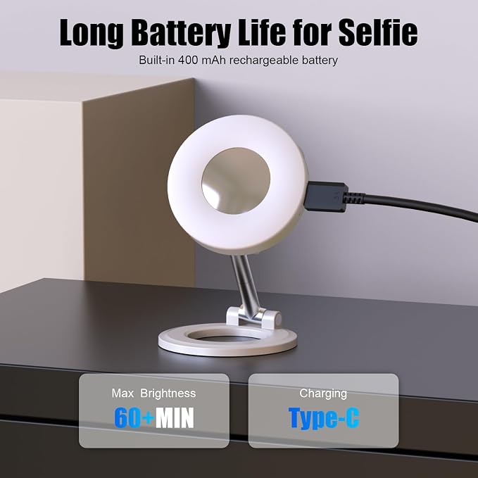Magnetic Selfie Light, Phone Light Compatible with iPhone Magsafe | CRI97 360° LED Selfie Ring Fill Folding Light with Mirror for Selfies/Photography/TikTok/Zoom Calls/Video Conference - Image 7