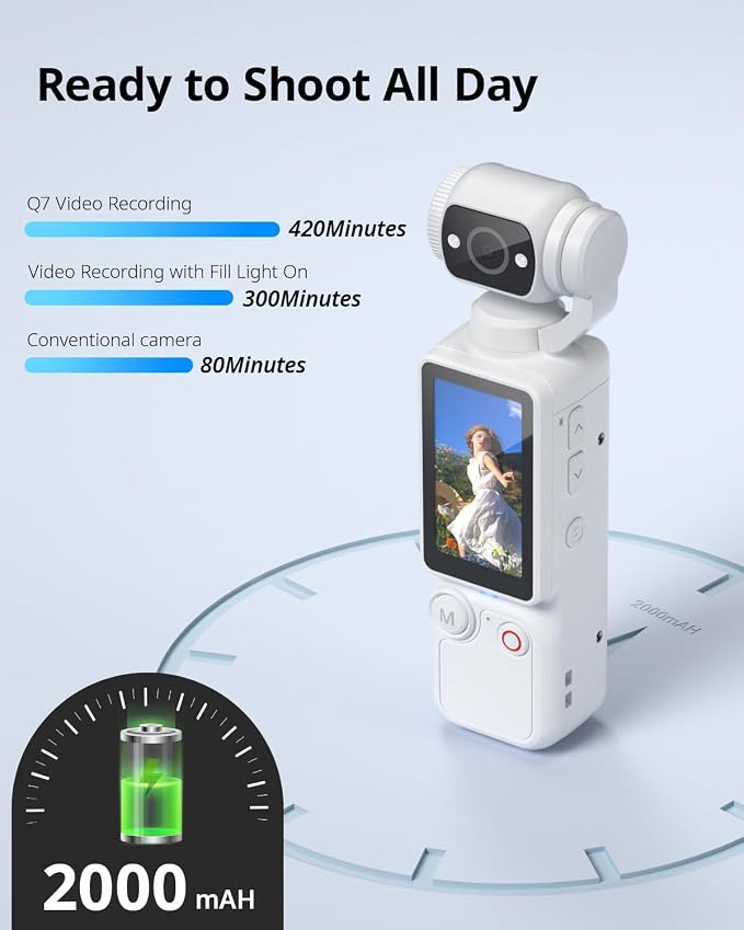 Vlogging Camera, Mini Camcorder, Portable Handheld Video Camera | Mini camcorder with 180° rotating lens, 7-hour battery, 32GB card, one-button recording for travel and daily moments - Image 5