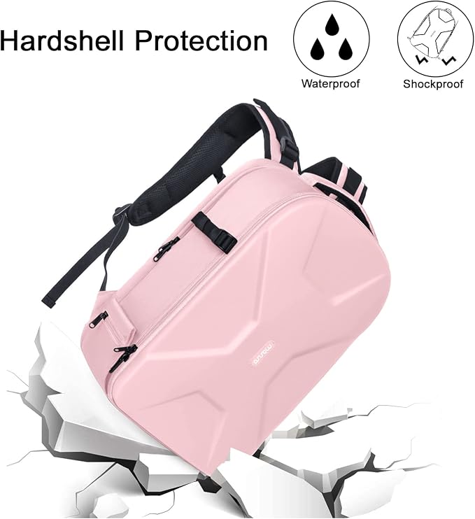 MOSISO Camera Backpack, DSLR/SLR/Mirrorless Photography Camera Bag | 15-16 inch Waterproof Hardshell Case with Tripod Holder&Laptop Compartment Compatible with Canon/Nikon/Sony, Pink - Image 4
