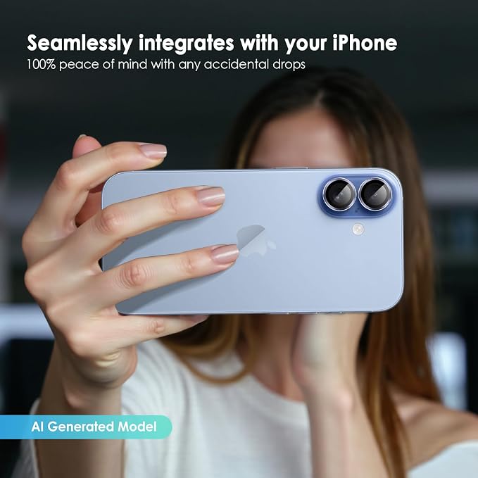 Camera Lens Protector for iPhone 17, Blue | AR+AF, 9H Tempered Glass, Individual Metal Ring, Anti Glare, Fall Protection, Camera Screen Cover - Image 7