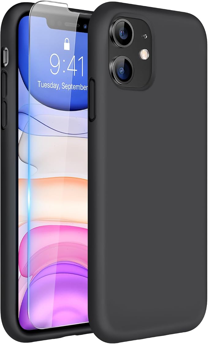 Miracase Silicone for iPhone 11 Phone Case, Black | Soft Anti-Scratch Microfiber Lining, Premium Silicone Cover Shockproof Drop Protection Phone Case for 11 by Miracase