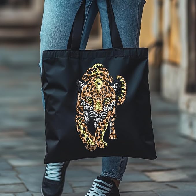 1 Pc Leopard Pattern Rhinestone Iron on Hotfix Transfer Decal, Bling DIY Patch Clothing Repair Applique T-Shirt Vest Shoes Hat Jacket Decor Clothing DIY Accessories - Image 7