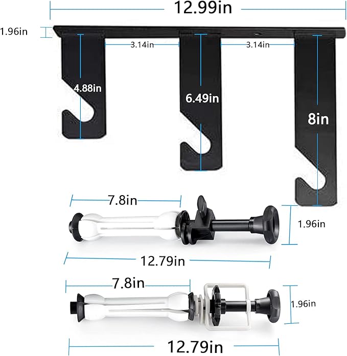 Photography Backdrop Wall Mount 3 Roller Support System | Manual Photo Background Ceiling Holder, Including 2 Tri-fold Hooks, 6 Expand Bars, 3 Chains, for Home Studio Game Video - Image 6