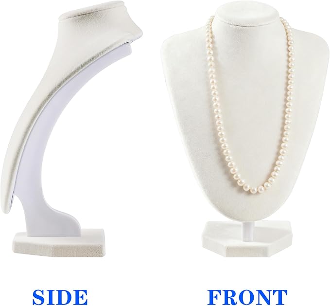TENINYU Professional 3D Necklace Display Stand, Beige Velvet Jewelry Bust Holder, 8.5 Inch Chain Organizer Tower for Home Display (Beige) - Image 6