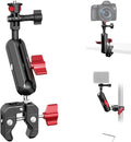 Camera Mount Super Clamp, Double Ballhead Magic Arm Clamp for GoPrO/Pocket 3 /lnsta360 X3 X4 /DSLR/Monitor/LED Light/Flash/Microphone,360°Rotating & 1/4”Screw & CNC Ebike Handlebar Clip Kit, JC008 by Mechrig