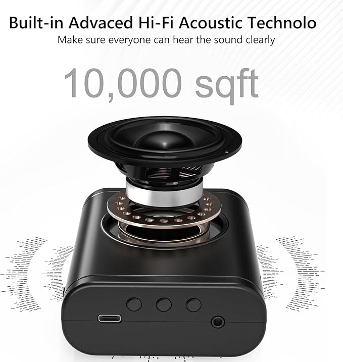 Wireless Voice Amplifier with Wireless Lavalier Microphone, Bluetooth Speaker, PA System, Support USB/TF/SD Card, Cordless Omnidirectional Mic for Teacher, Streaming, Classroom, Speech, Meeting, Yoga - Image 2