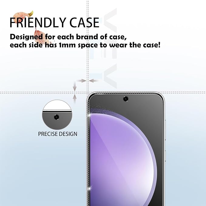 Galaxy S23 FE HD Clear Tempered Glass Screen Protector + Camera Lens Protectors, [2+2 Pack] [3D Glass] [Fingerprint Support] Screen Protector Glass For Samsung Galaxy S23 FE - Image 4