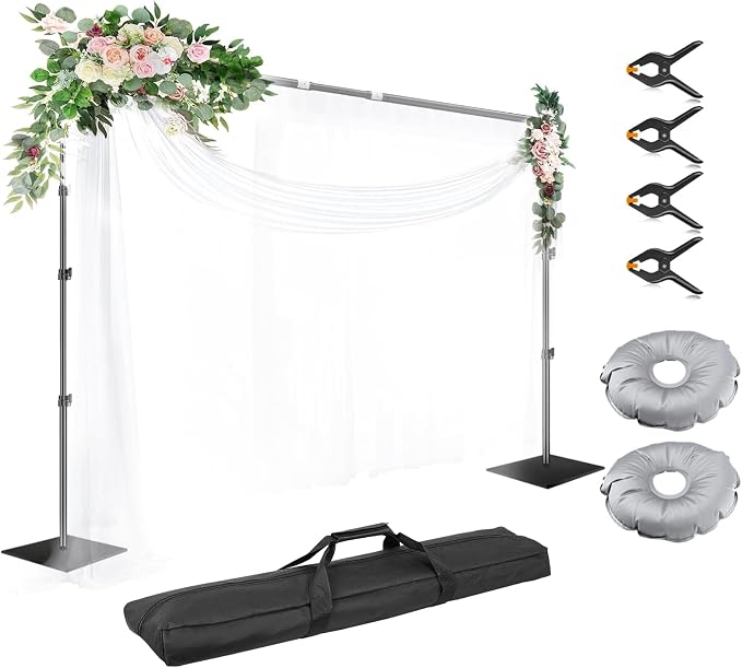EMART Backdrop Stand Heavy Duty 10x10ft Adjustable Pipe and Drape Stand | Photo Backdrop Stand for Party Photography Wedding Birthdy Dispaly Event Festival Decorations Balloon Exhibition Photo Booth by EMART
