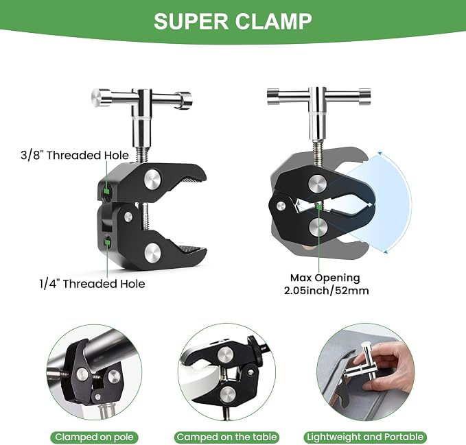 10 inch Articulating Magic Arm with Super Clamp and Wall Mount Base,Friction Arm Mount for LCD Monitor LED Light Camera Rig - Image 4