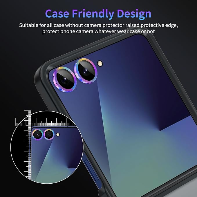 Camera Lens Protector for Samsung Galaxy Z Flip 7,1 Pack | Tempered Metal Glass Camera Cover, HD Clear Anti-Scratch Lens Screen Protector Film,Case Friendly,Colorful Titanium - Image 7