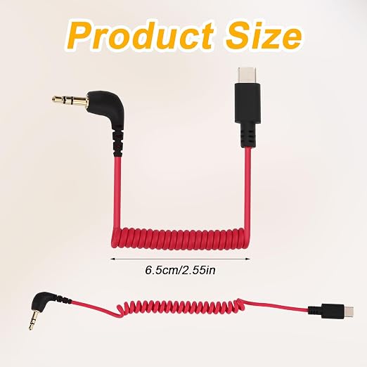 PEUTIER USB C to 3.5mm TRS Microphone Adapter for Rode Wireless GO 2 | Compatible with Rode Wireless GO 2 / ME/Pro Hollyland Lark M1 / M2 / MAX / 150 / M1 / MAX Duo Audio Output DAC Coiled Cable - Image 2
