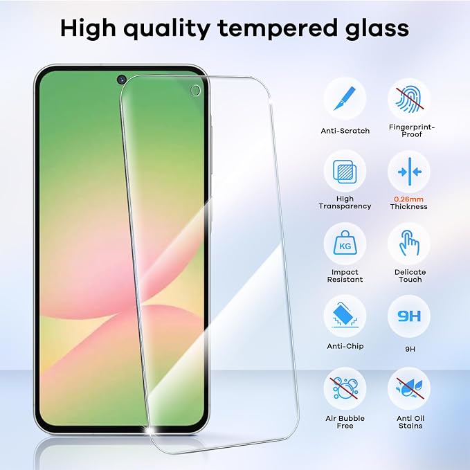 4+4 Pack for Samsung Galaxy A56 5G Screen Protector Camera Lens Protector | 9H Tempered Glass Cell Phone Protector Phone Camera Lens Protector - Image 3