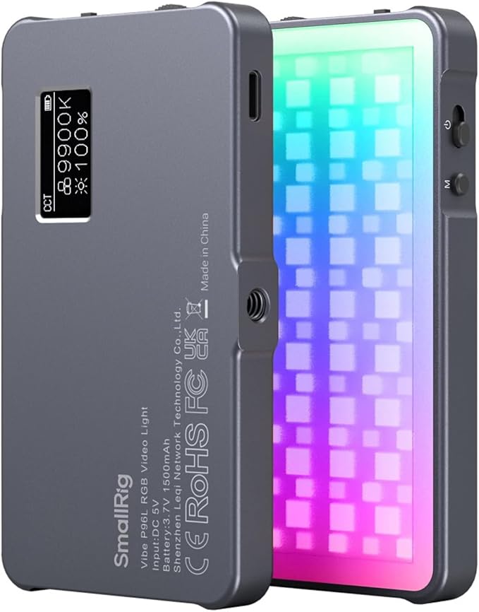 P96L RGB Video Light by SmallRig, Portable Metal LED Camera Light, 2500-8000K, 21 Effects, CRI 96+, OLED Display, Photo and Video Lighting, Long Battery Life, Fits Phone and Camera | CRI 96+, 21 Effects, 1500mAh, OLED Display, Compact Photo and Video L... by findvloggingaccessorieshere