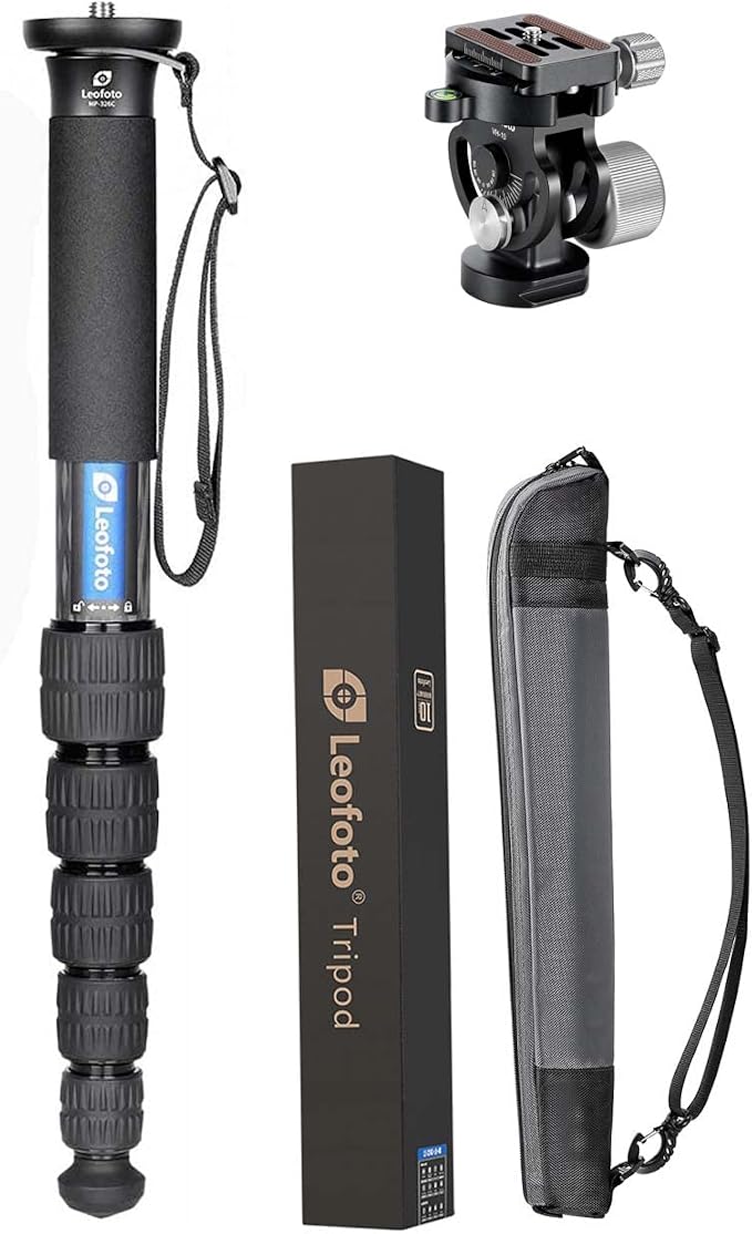 Leofoto MP-366C+VH-10S Monopod and Tilt Head Set, Carbon Fiber, VH-10S Monopod Head, 6 Leg Sections, Arca Compatible (MP-366C+VH-10S Set) by TAKINGITFURTHER-LEOFOTO