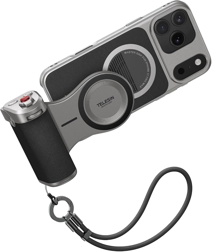 TELESIN Magnetic DSLR Style Master Grip Universal for iPhone/MagSafe | Phone Camera Grips Kit Built 3200mAh Battery Wireless Charging Handle Holder -【Graphene Case Only For iPhone 17 Pro Max】 by telesin