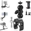 Super Clamp Camera Mount with 360° Ballhead Magic Arm, Black | Super Clamp Mount with 1/4" and 3/8" Thread, Desk/Bike/Bicycle/Motorcycle/ Handlebar for GoPro, Phone, Camera, Monitor by UTEBIT