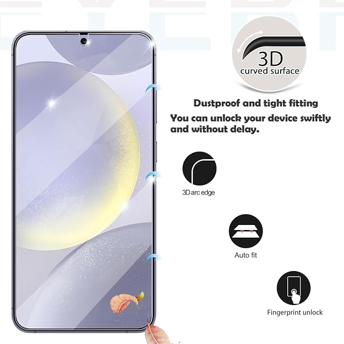 Galaxy S24 Plus Screen Protector + Camera Lens Protector, [2 +2 Pack] [Ultrasonic Fingerprint Unlock] Full Coverage Tempered Glass Screen Protector For Samsung Galaxy S24 Plus - Image 3