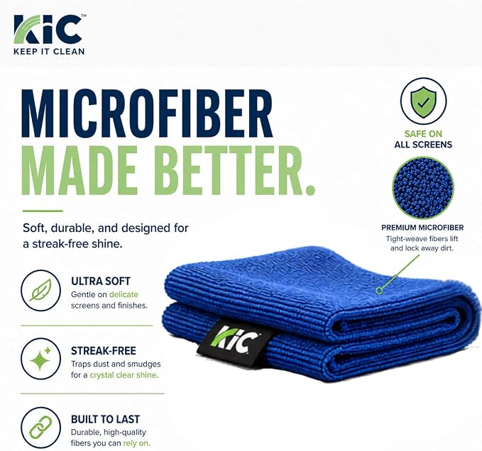 KIC CrystalVu Screen Cleaner Spray Kit (16oz) with Microfiber Cloth | Streak-Free Cleaner, For TV, Phone, Laptop, Monitor & Tablet Screens, NSF Certified Safe Formula - K2-KCV16Z1 - Image 7