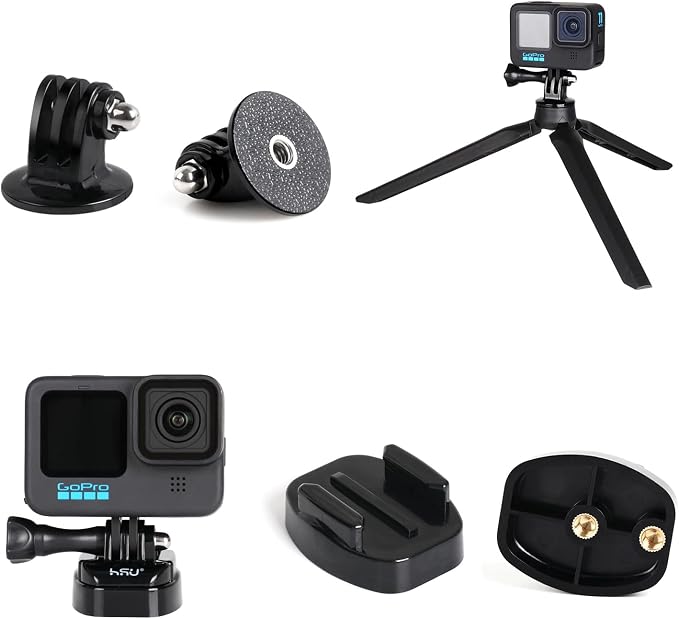 HSU Basic Adapter Grab Bag for GoPro (13pcs) | Including Quick Release Buckle, J-Hook Buckle, 3-Way Pivot Arms, Tripod Mount, Curved Extension Arm and Thumbscrews - Image 4