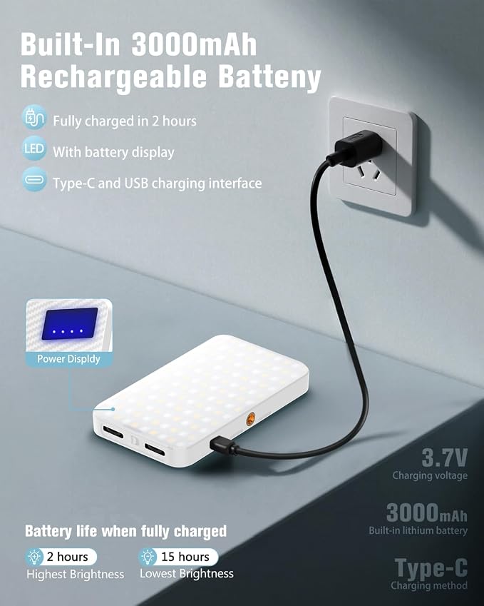 168 LED Portable Selfie Light Video Conference Light with Front & Back Clip, Rechargeable 3 Light Modes for Phone, iPhone, Android, iPad, Camera, Laptop, Makeup, Tiktok, Vlog(White) - Image 8