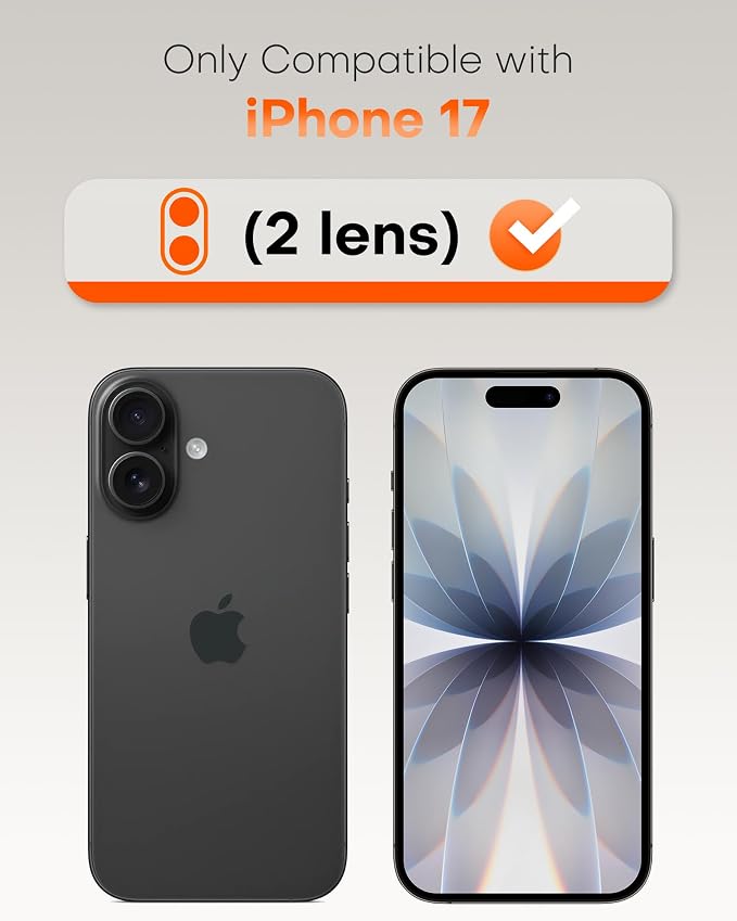 TOCOL Camera Lens Protector for iPhone 17 Tempered Glass HD Individual Scratch Resistant Camera Cover Accessories Case Friendly 2 Pack（Black） - Image 2
