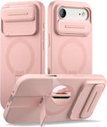SURITCH for iPhone Air Case with Camera Control Cover, Camera Slide Cover and Adjustable Kickstand, Compatible with MagSafe, Shockproof Bumper Protective Cases for iPhone 17 Air 6.5 Inch, Pink by SURITCH