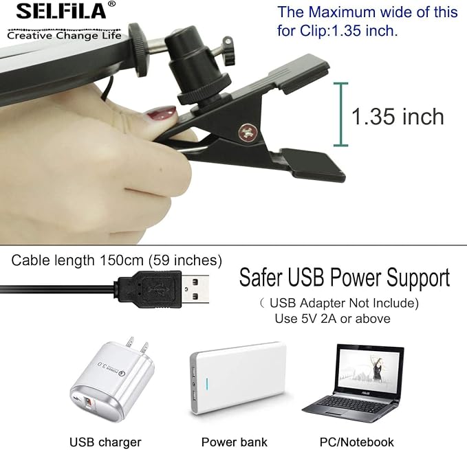 Ring Light 5 Inch USB Portable, 3200K-6500K Dimmable LED Clip on for Laptop Computer Monitor Phone, Content Creator Makeup Conference Selfie Video (White) - Image 6