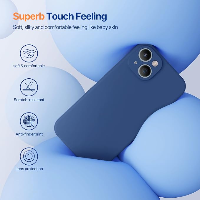 Miracase Silicone for iPhone 14 Case, Glass Blue | Soft Anti-Scratch Microfiber Lining, Premium Silicone Cover Shockproof Drop Protection Phone Case for 14 - Image 3