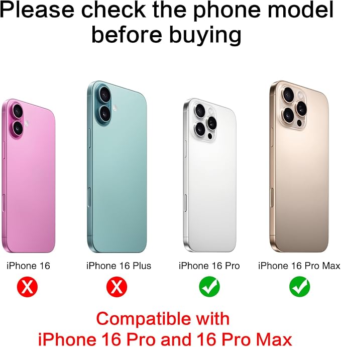 2PCS ASDAWN Back Rear Camera Lens Glass Replacement for iPhone 16 Pro Max and 16 Pro Camera Glass Lens Replacement with Pre-Installed Adhesive + Repair Tool Kit + Installation Manual - Image 2