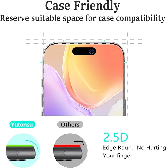 2 Pack Tempered Glass Screen Protector for iPhone 14 Pro Max | with 2 Pack Camera Lens Protector, Anti Scratch, Bubble Free, Case Friendly - Image 6